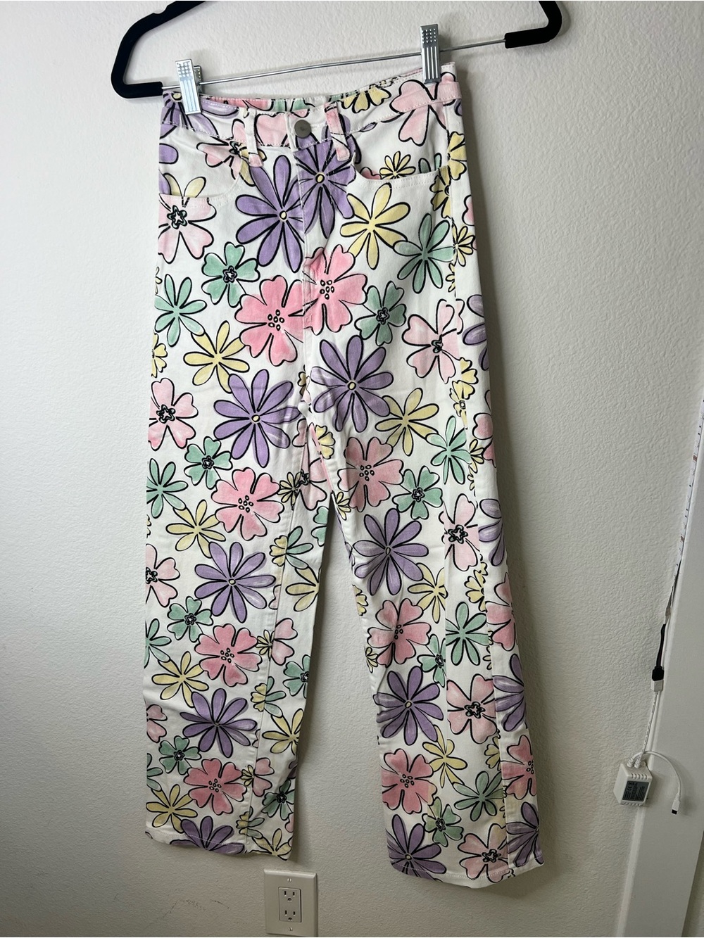 Bailey Rose Pants Flower Power Daisy Hippie Mom Jean High Waisted Wide
